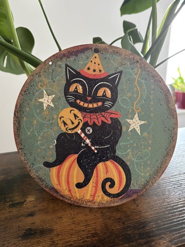 Retro halloween black cat - black,