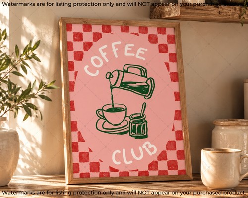 Coffee club wall art print - coffee,