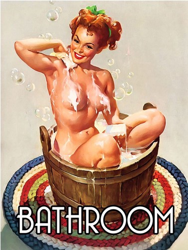 Bathroom pin sign retro - up,