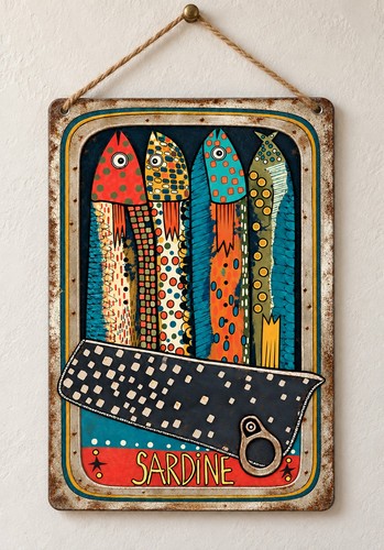 Vintage sardine tin metal sign - sardine,