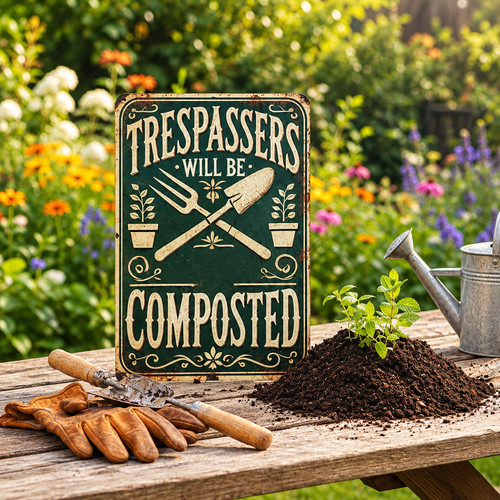 Funny allotment metal tin - a4,