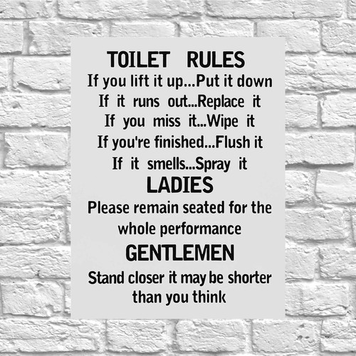 Toilet rules retro tin sign - tin,