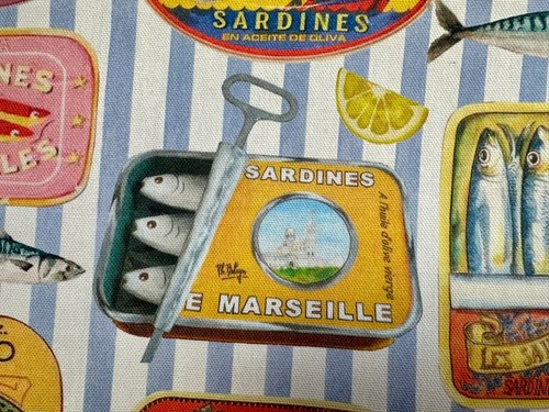 Retro sardine tin fabric - retro,