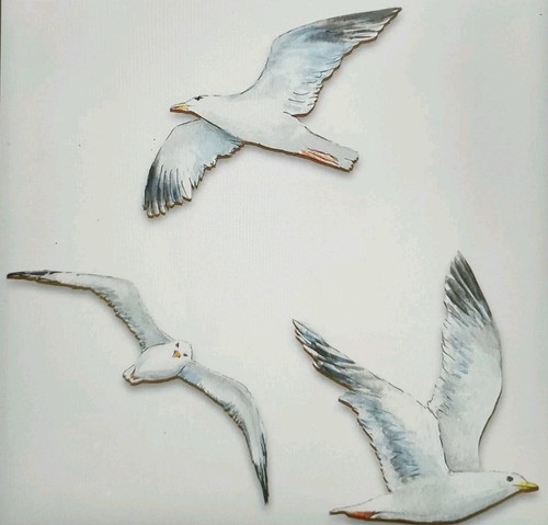 Flying seagulls rustic - 2d,