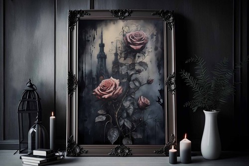 Gothic rose print - rose,
