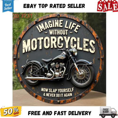 Vintage motorcycle metal sign - motorcycle,
