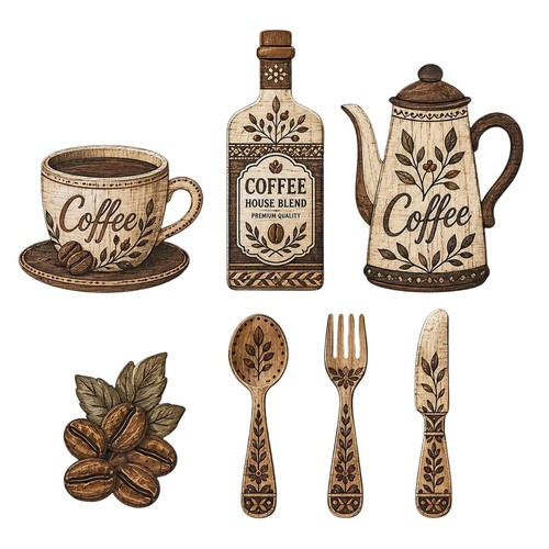 Vintage wooden coffee - vintage, theme
