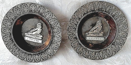 Pair old vintage brass wood - brass,