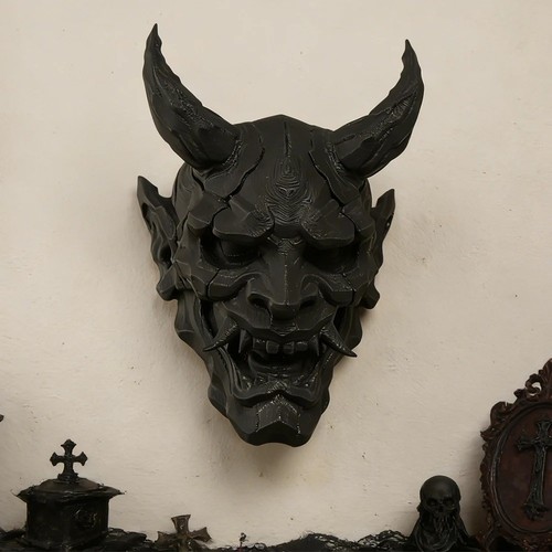 Gothic demon mask - mask, wall