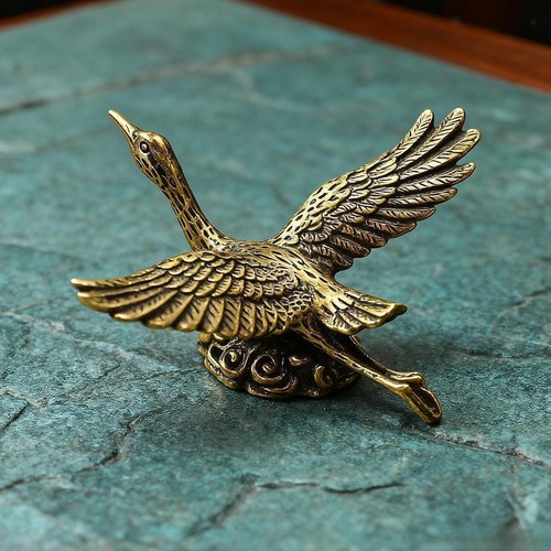 Brass crane statue - brass,