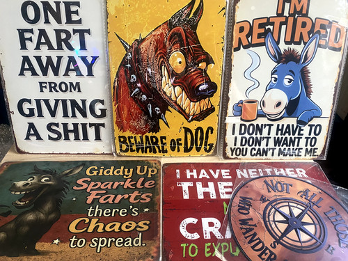 Metal tin wood wall signs - metal/tin/wood,