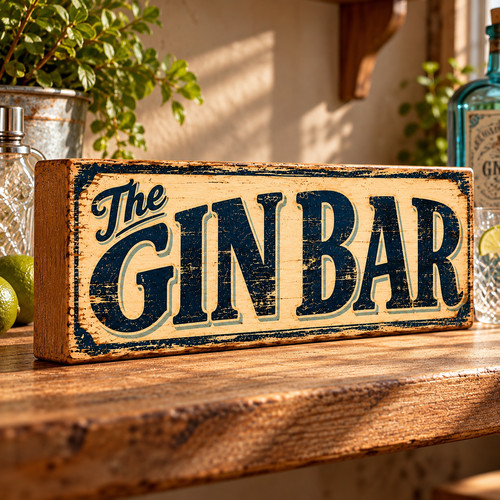 The gin bar wooden - the,