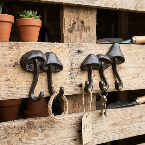 Cast iron mushroom wall hooks - mushroom,