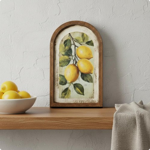 Vintage arched wood - vintage, floral